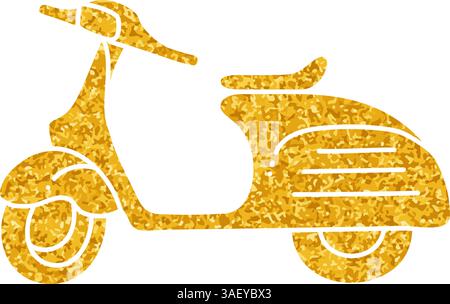 Dessin de scooter vintage dans le style de couleur or Illustration de Vecteur