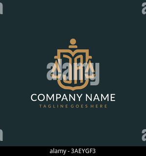 Logo JR initial pour cabinet d'avocats avec échelle moderne de luxe et logo de bouclier icône graphique vectoriel de conception Illustration de Vecteur