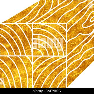 Dessin de marquage empilé de poteau en bois dans le style de couleur or Illustration de Vecteur