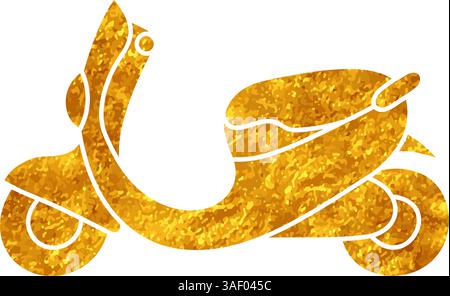 Dessin de scooter vintage dans le style de couleur or Illustration de Vecteur