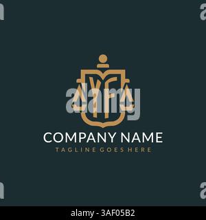 Logo YF initial pour cabinet d'avocats avec échelle moderne de luxe et logo Shield icône graphique vectoriel de conception Illustration de Vecteur