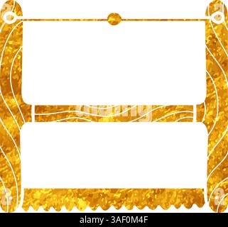 Vintage scie transversale bois buck Bow scie dessin dans le style de couleur or Illustration de Vecteur