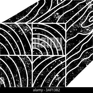 Poteau en bois empilé marquant l'icône noire dessinée à la main en aspect grunge Illustration de Vecteur