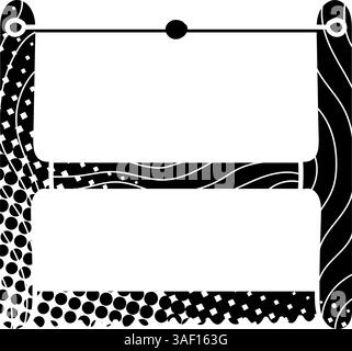 Vintage Crosscut bois buck Bow scie noire icône dessinée à la main dans le style de texture demi-ton Illustration de Vecteur