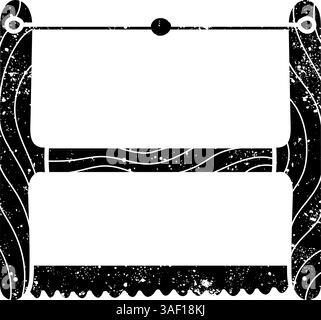 Vintage Crosscut bois buck Bow scie noire icône dessinée à la main dans le look grunge Illustration de Vecteur