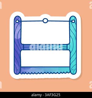 Vintage scie transversale bois buck Bow scie autocollant de couleur Illustration de Vecteur