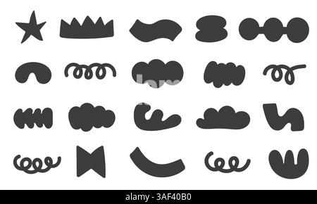 Jeu de formes dessinées à la main. Collection Doodle brutalist Forms Illustration de Vecteur