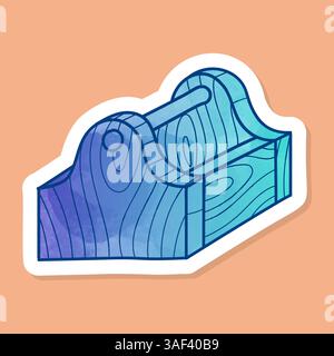 Autocollant de couleur de boîte à outils vintage en bois Illustration de Vecteur