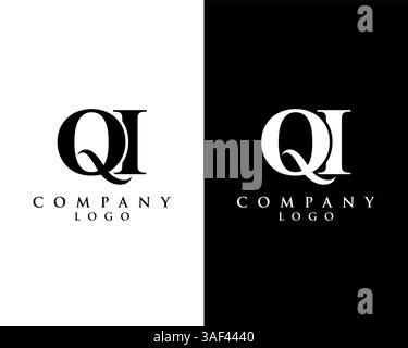 QI, IQ Modern logo design avec fond noir et blanc. logo vectoriel pour l'entreprise et l'identité de l'entreprise Illustration de Vecteur