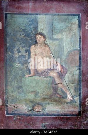 Fresque représentant le mythe de Narcisse, Maison d'Octavius Quartio, Pompéi Banque D'Images