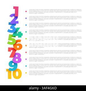 Nombre coloré étapes 1 à 12. Illustration de Vecteur