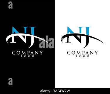 NJ, JN initial lettre Company logo swoosh vecteur de conception Illustration de Vecteur
