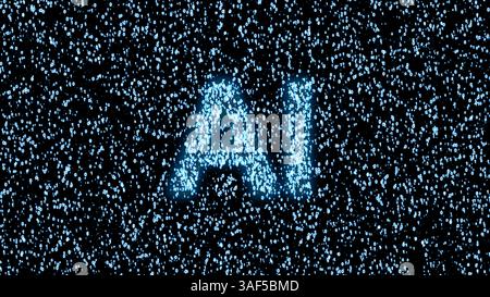 Champ binaire de 0 et 1 formant le mot IA — une illustration symbolique audacieuse de l’intelligence artificielle et de l’essor de l’apprentissage automatique. Banque D'Images