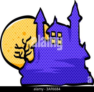Icône de demi-teinte de château sombre illustration vectorielle de couleur dessinée à la main Illustration de Vecteur
