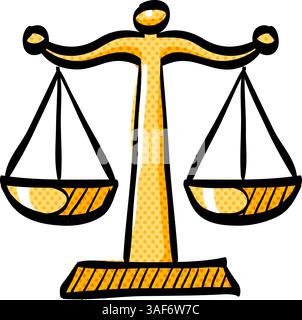 Icône demi-teinte d'échelle de justice illustration vectorielle de couleur dessinée à la main Illustration de Vecteur