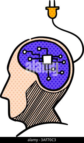 Icône de concept d'intelligence artificielle dessinant illustration vectorielle de couleur demi-teinte Illustration de Vecteur