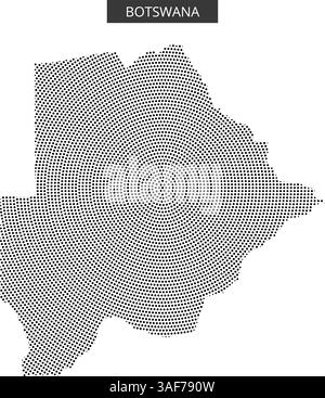Un motif de points illustre de manière créative le contour du Botswana, soulignant ses caractéristiques géographiques uniques dans un design simple mais frappant. Illustration de Vecteur