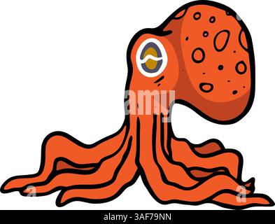 icône octopus illustration vectorielle de couleur dessinée à la main Illustration de Vecteur