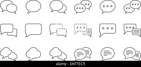 Icônes du plan de discussion définies. Symbole bulle de parole. Icône commentaire et ligne de message. Contour modifiable. Illustration vectorielle isolée Illustration de Vecteur