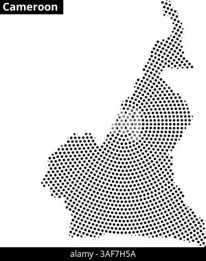 Une carte du Cameroun esquissée en Dots met en évidence ses caractéristiques géographiques uniques et ses frontières régionales. Illustration de Vecteur