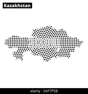 Une représentation pointillée de la carte du Kazakhstan met en valeur sa forme géographique et ses frontières, mettant en évidence la vaste zone du pays. Illustration de Vecteur