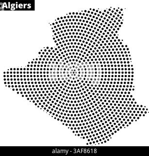 Une représentation créative d'Alger avec un motif en pointillés met en valeur le contour distinct de la ville sur un fond clair. Illustration de Vecteur