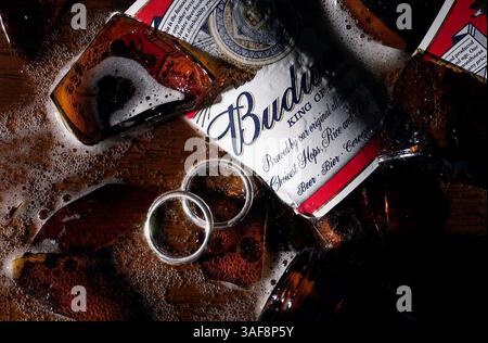 LIB NOTE : Broken Budweiser Beer bottle - SP 141740 - - LIVRER À : Biz - - 6/4/2002 - - tous Petersburg - - LÉGENDE INFO : ceci est une illustration photo pour l'histoire. Thomas Pepin alias Tom Pepin et Terry Lea Pepin sont en train de divorcer. Pepin est la famille qui possède la distribution Anheuser-Busch à Tampa. - - Times photo par : Kevin German - - histoire par : - - SCANNÉ PAR : - - DATE D'EXÉCUTION : 6/9/2002 (Credit image : St Petersburg Times/ZUMAPRESS.com) Banque D'Images