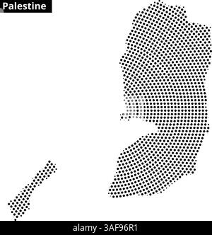 Cette œuvre présente un contour pointillé de la Palestine, mettant en valeur sa géographie distincte de manière créative. Illustration de Vecteur