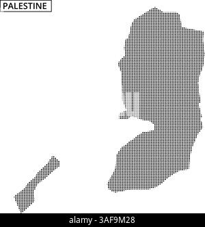 Cette œuvre présente un contour pointillé de la Palestine, mettant en valeur sa géographie distincte de manière créative. Illustration de Vecteur