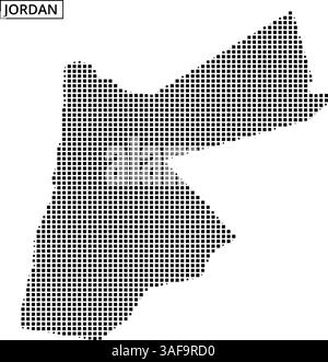 Carte distincte en pointillés montrant la forme et les frontières de la Jordanie, illustrant sa disposition géographique unique. Illustration de Vecteur