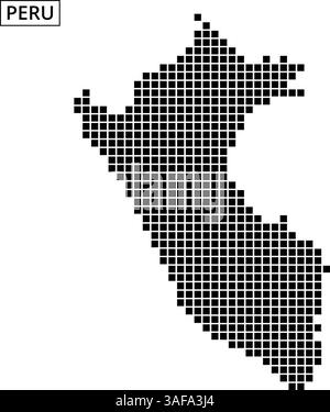 Une représentation ponctuelle unique du Pérou souligne sa forme géographique, mettant en valeur les caractéristiques distinctes du pays sur la carte. Illustration de Vecteur