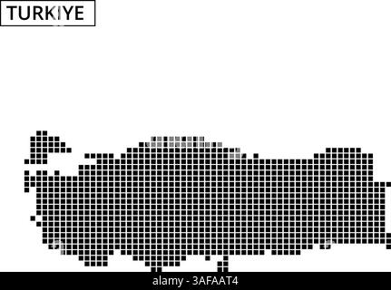 Carte détaillée de la Turquie créée à l'aide d'un dessin en pointillés, mettant en évidence la forme du pays et les frontières géographiques. Illustration de Vecteur
