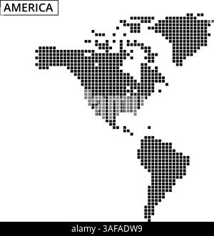 Une carte pointillée présente les Amériques, mettant en évidence les caractéristiques géographiques et les lieux dans un style artistique unique. Illustration de Vecteur