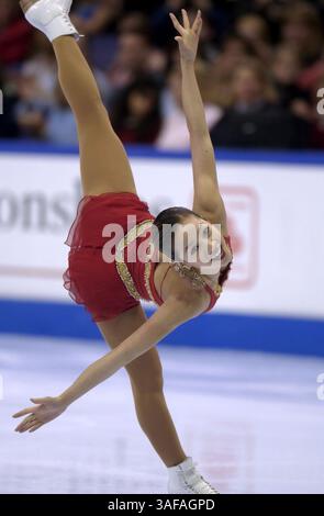 12 janvier 2002 ; Los Angeles, États-Unis ; la patineuse MICHELLE KWAN prend la 1ère place chez les dames aux Championnats américains de patinage artistique 2002 pour faire de l'équipe olympique américaine.. (Crédit image : Tom Theobald/ZUMAPRESS.com) Banque D'Images