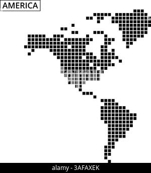 Une carte pointillée présente les Amériques, mettant en évidence les caractéristiques géographiques et les lieux dans un style artistique unique. Illustration de Vecteur