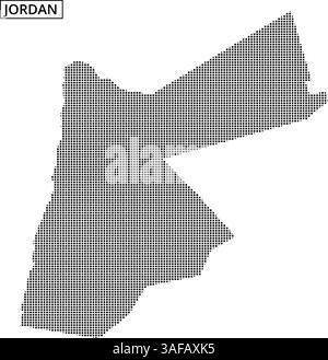 Carte distincte en pointillés montrant la forme et les frontières de la Jordanie, illustrant sa disposition géographique unique. Illustration de Vecteur