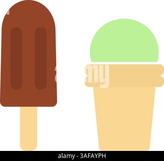 Barre de crème glacée au chocolat et dessert à base de pistaches. Logo icône ou concept d'élément Journée mondiale de la crème glacée. Illustration vectorielle isolée cartes thématiques, menus de desserts de traitement d'été, annonces de café et promo de collation Illustration de Vecteur