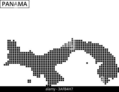 Ce graphique présente une représentation pointillée de la carte du Panama, mettant en valeur sa forme distinctive avec une esthétique simple et moderne. Illustration de Vecteur