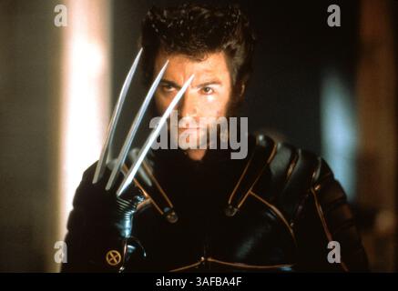 14 avril 2000 ; Hollywood, Californie, États-Unis ; L'acteur HUGH JACKMAN joue Wolverine dans X-Men de Fox Home Entertainment. (Image de crédit : ZUMA Press/ZUMAPRESS.com) Banque D'Images