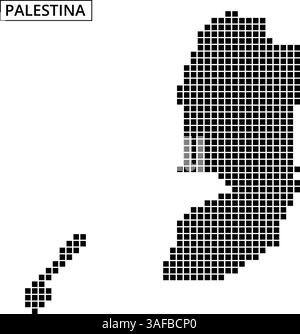 Cette œuvre présente un contour pointillé de la Palestine, mettant en valeur sa géographie distincte de manière créative. Illustration de Vecteur