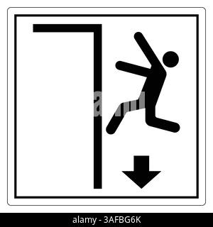 Avertissement risque de chute avec une simple icône représentant une personne grimpant et tombant pour illustrer le danger Illustration de Vecteur
