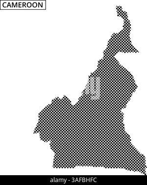 Une carte du Cameroun esquissée en Dots met en évidence ses caractéristiques géographiques uniques et ses frontières régionales. Illustration de Vecteur
