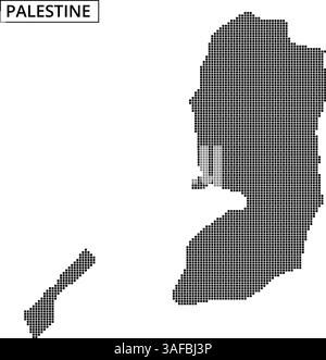 Cette œuvre présente un contour pointillé de la Palestine, mettant en valeur sa géographie distincte de manière créative. Illustration de Vecteur
