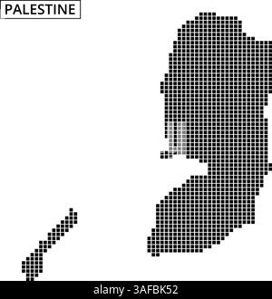 Cette œuvre présente un contour pointillé de la Palestine, mettant en valeur sa géographie distincte de manière créative. Illustration de Vecteur