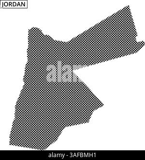 Carte distincte en pointillés montrant la forme et les frontières de la Jordanie, illustrant sa disposition géographique unique. Illustration de Vecteur