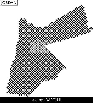 Carte distincte en pointillés montrant la forme et les frontières de la Jordanie, illustrant sa disposition géographique unique. Illustration de Vecteur