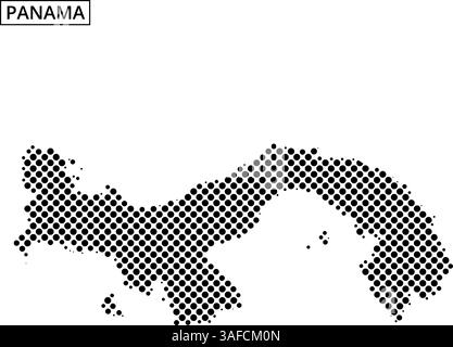 Ce graphique présente une représentation pointillée de la carte du Panama, mettant en valeur sa forme distinctive avec une esthétique simple et moderne. Illustration de Vecteur