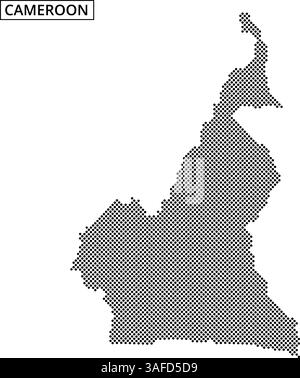 Une carte du Cameroun esquissée en Dots met en évidence ses caractéristiques géographiques uniques et ses frontières régionales. Illustration de Vecteur