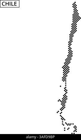 Le graphique présente un contour détaillé du Chili rempli de motifs et de textures variés, mettant en valeur sa forme et ses caractéristiques uniques. Illustration de Vecteur