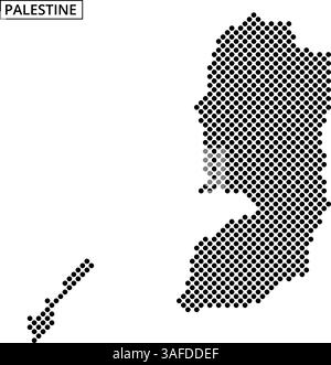 Cette œuvre présente un contour pointillé de la Palestine, mettant en valeur sa géographie distincte de manière créative. Illustration de Vecteur
